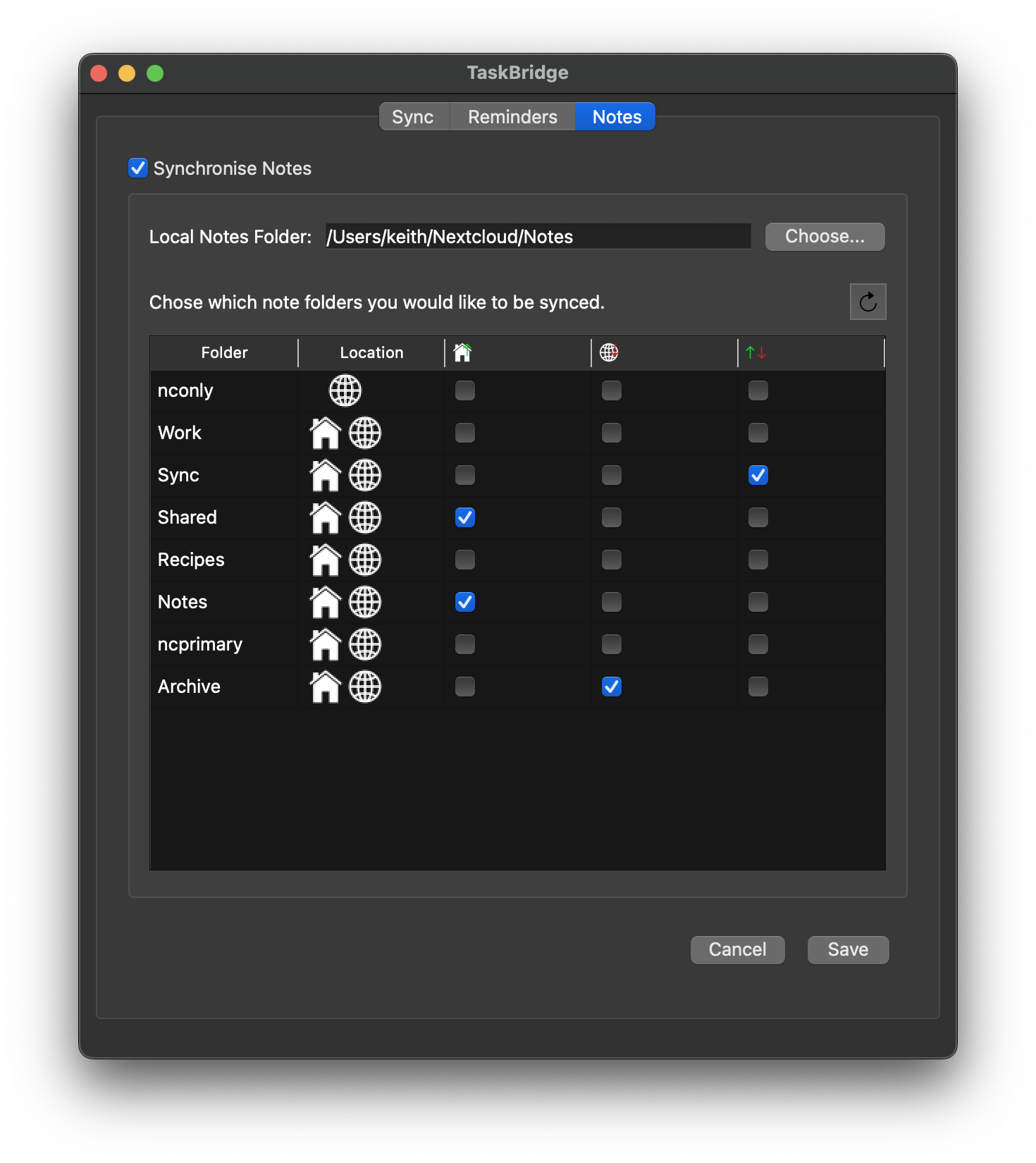 TaskBridge Notes View
