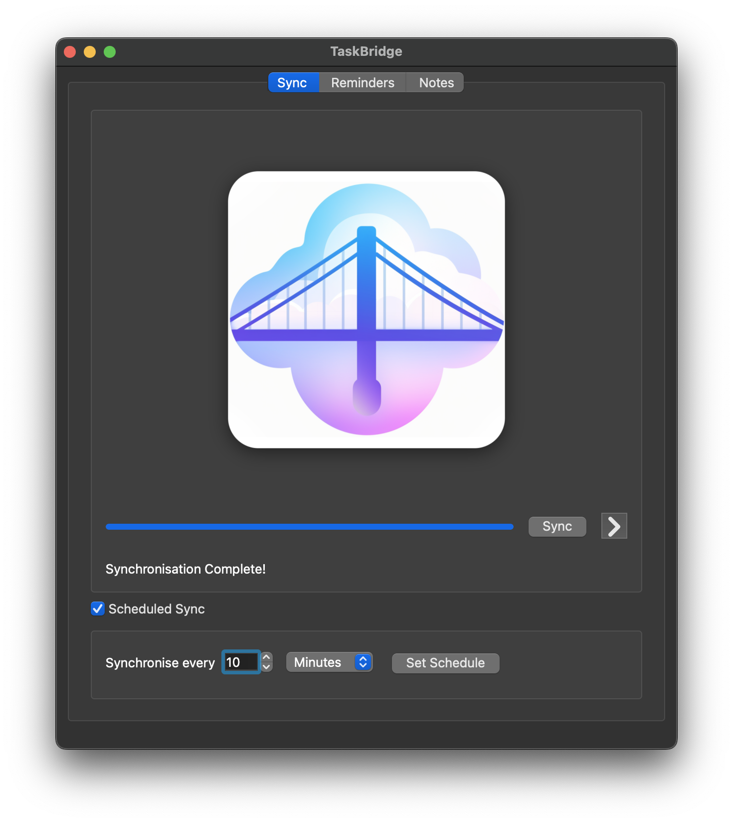 TaskBridge Sync View